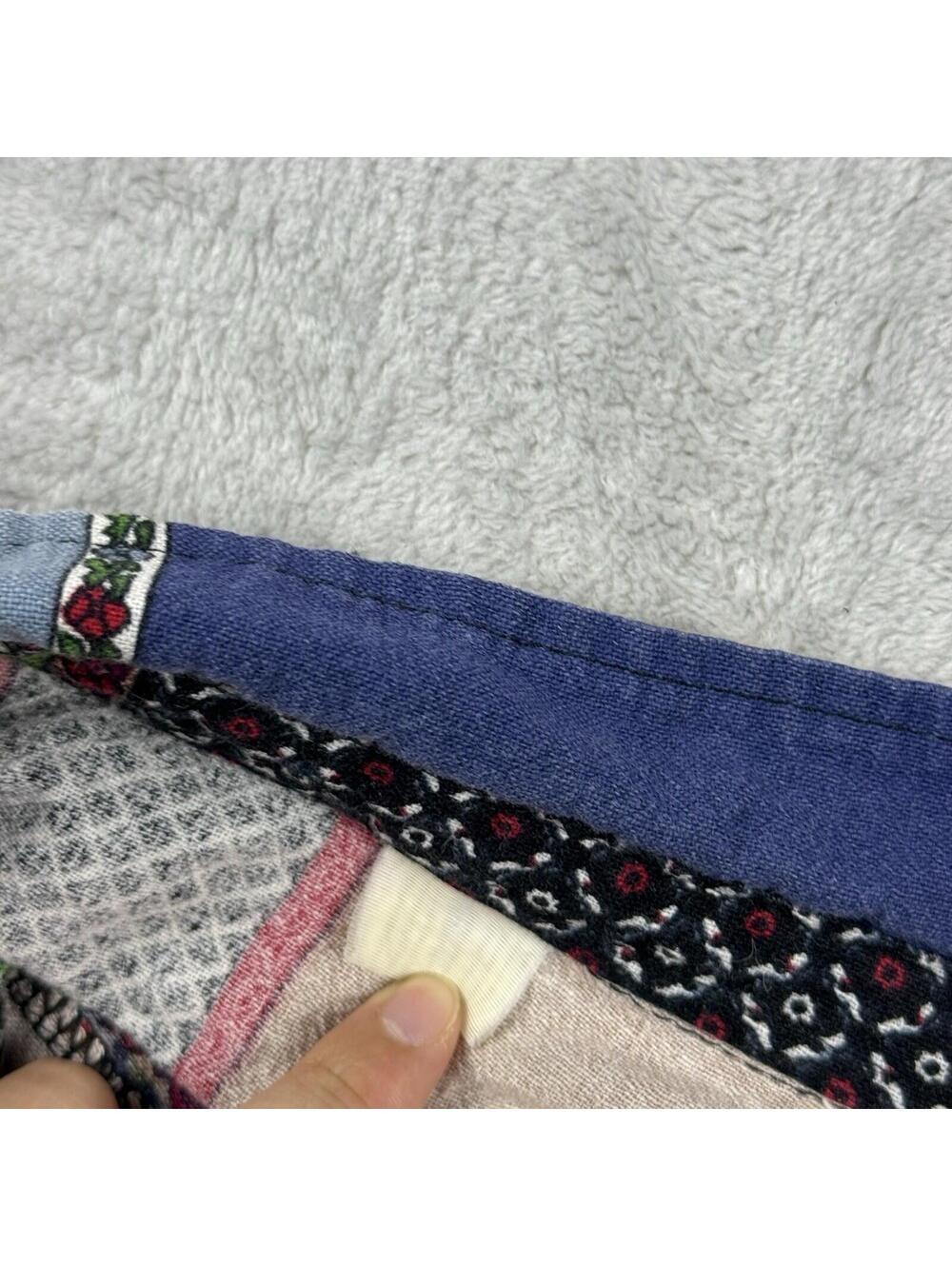 Vintage Patchwork Abstract Casual Button Up Shirt Colorblock Festival Top Size M - Picture 8 of 8